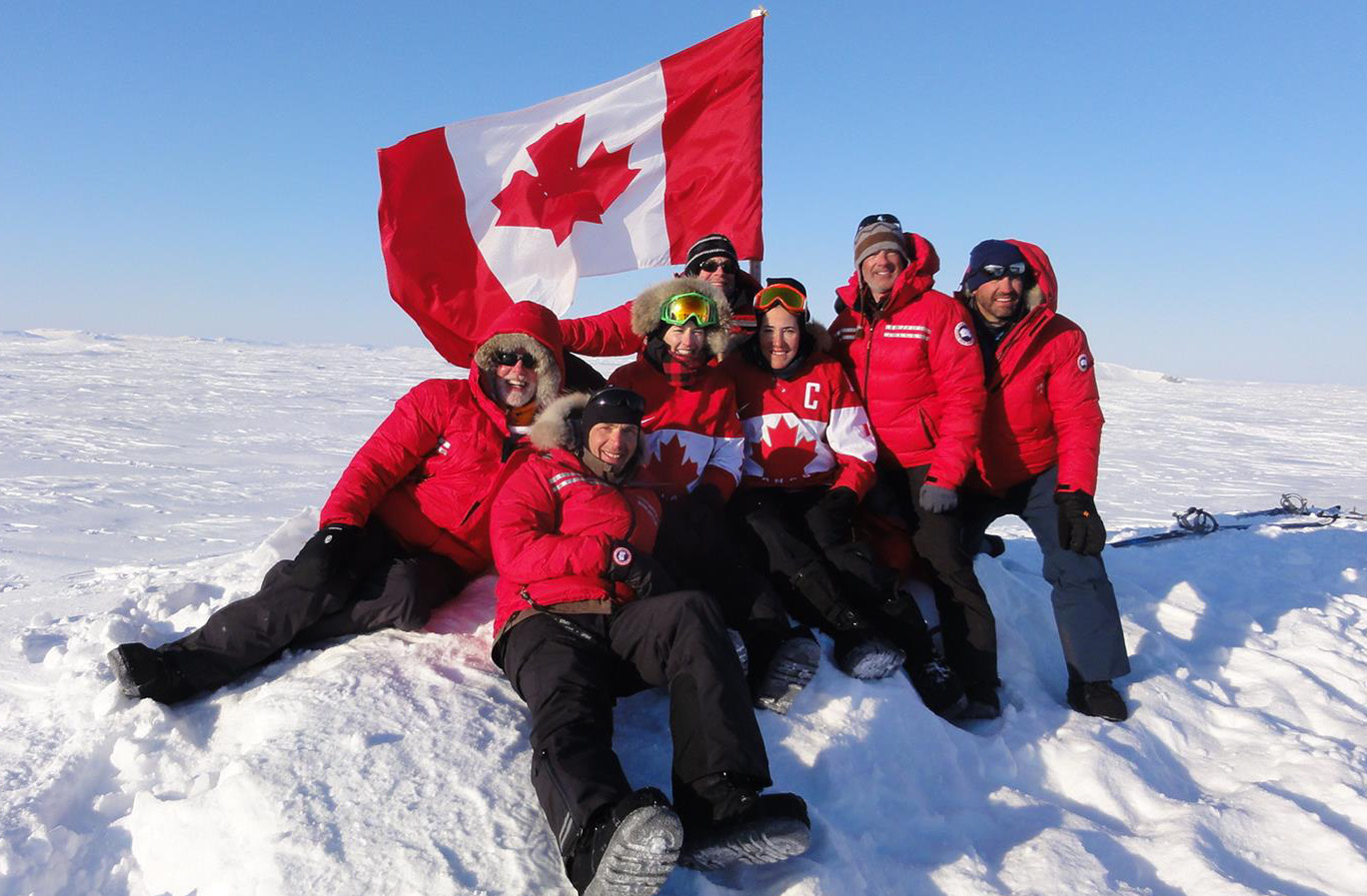 Jim Leech (far left) and teammates at the Magnetic North Pole